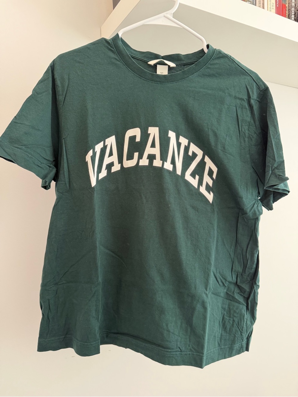 H&M Women’s Vacanze Green Graphic Crewneck T-Shirt